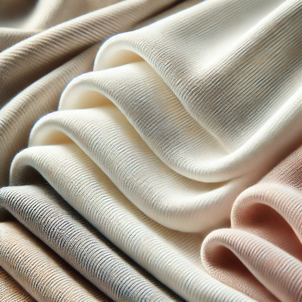 DALL·E 2024-12-27 12.48.33 - A detailed and close-up image of cotton single jersey fabric. The fabric is soft and lightweight with a smooth texture and fine weave, shown in neutra